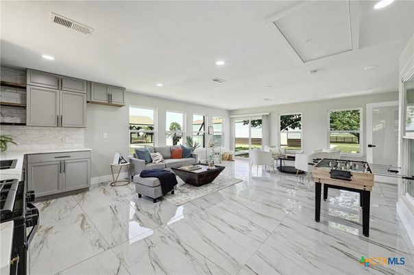 Interior, Kitchen, Living room, Marble, Recessed Lighting