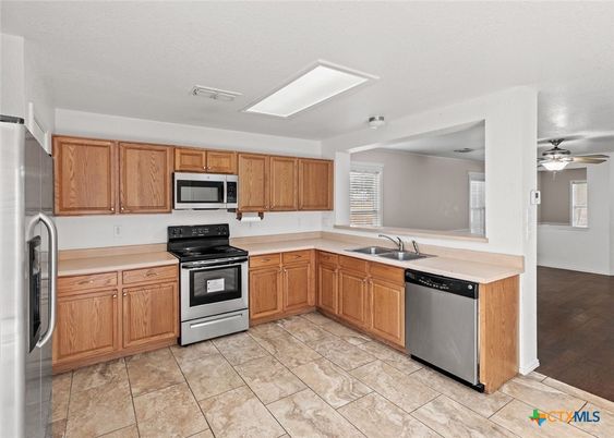 Interior, Kitchen, Stainless Steel Appliances, Wood Texture Flooring
