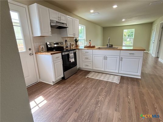 Interior, Kitchen, Recessed Lighting, Wood Texture Flooring