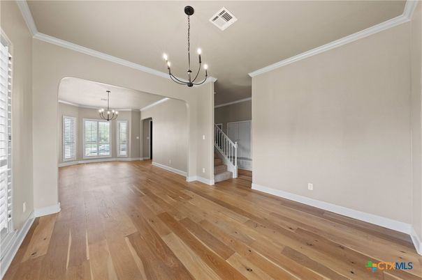 Chandelier, Empty room, Interior, Wood Texture Flooring