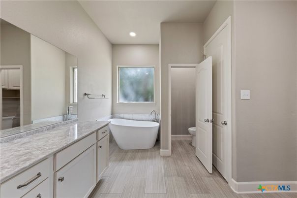 Bathroom, Dual Sink Vanities, Free Standing Baths, Interior, Recessed Lighting
