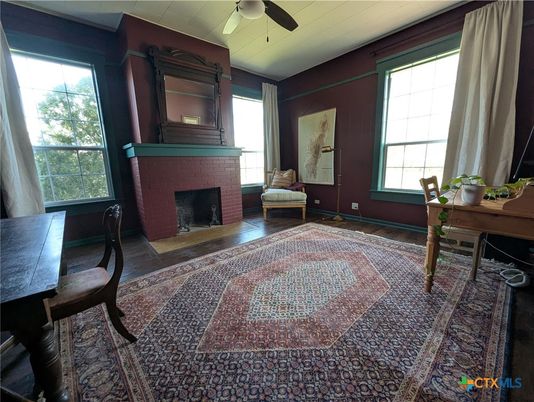 Fireplace, Home Office, Interior, Wood Texture Flooring