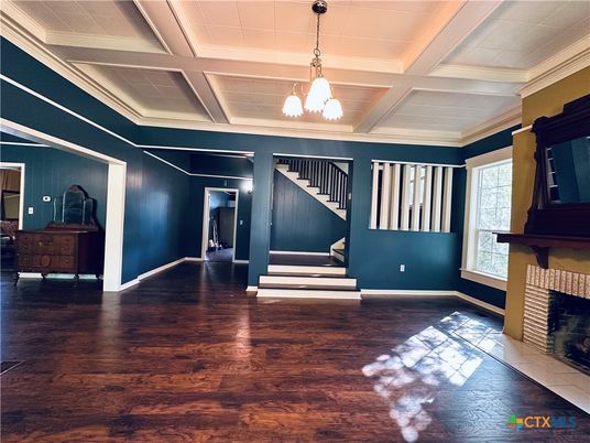 Fireplace, Interior, Pendant Lights, Wood Texture Flooring