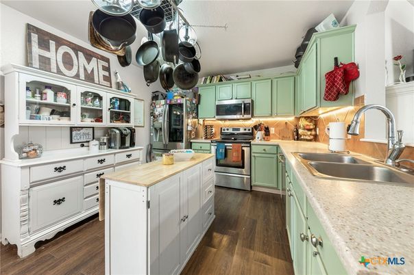 Interior, Kitchen, Stainless Steel Appliances, Wood Texture Flooring