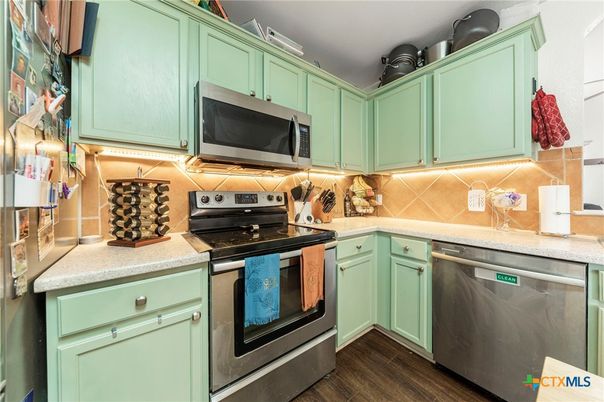 Interior, Kitchen, Stainless Steel Appliances, Wood Texture Flooring
