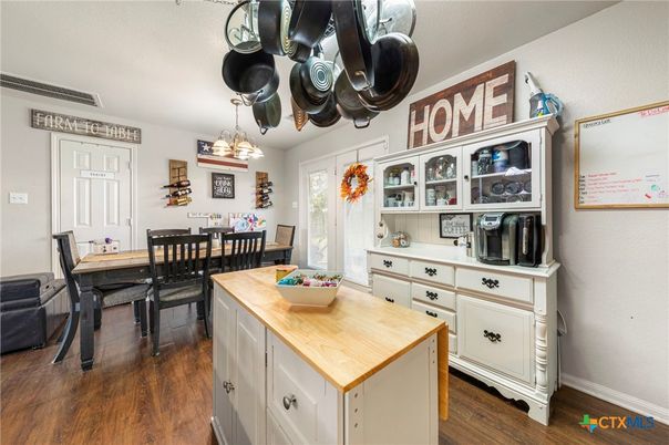 Dining room, Interior, Kitchen, Pendant Lights, Wood Texture Flooring