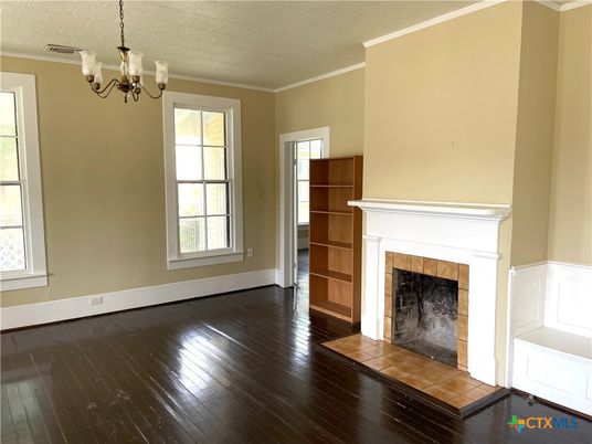 Chandelier, Fireplace, Interior, Wood Texture Flooring