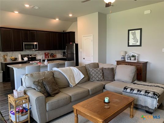 Interior, Kitchen, Living room, Recessed Lighting, Wood Texture Flooring