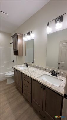 Bathroom, Dual Sink Vanities, Interior, Wood Texture Flooring