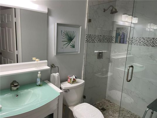 Bathroom, Glass Shower, Interior, Marble Walls