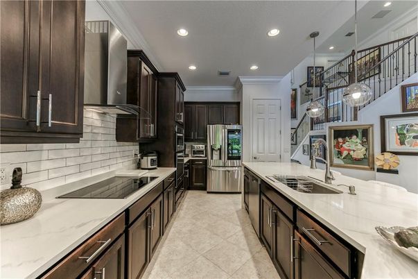 Interior, Kitchen, Pendant Lights, Recessed Lighting, Stainless Steel Appliances