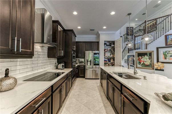 Interior, Kitchen, Pendant Lights, Recessed Lighting, Stainless Steel Appliances