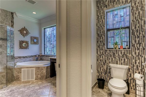Bathroom, Glass Shower, Interior, Recessed Lighting