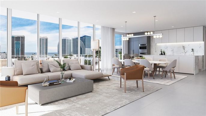 Dining room, Interior, Kitchen, Living room, Pendant Lights, Recessed Lighting, Water