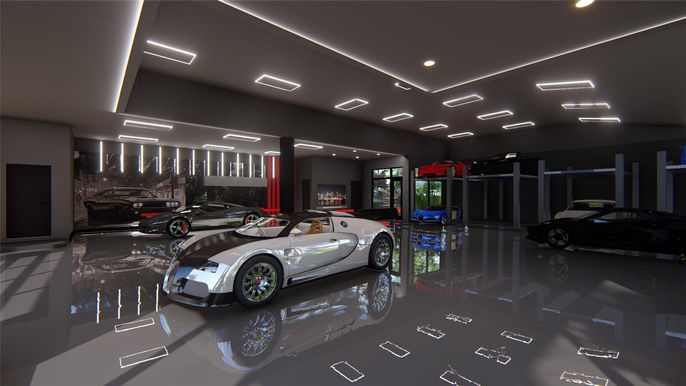 Garage, Interior, Recessed Lighting
