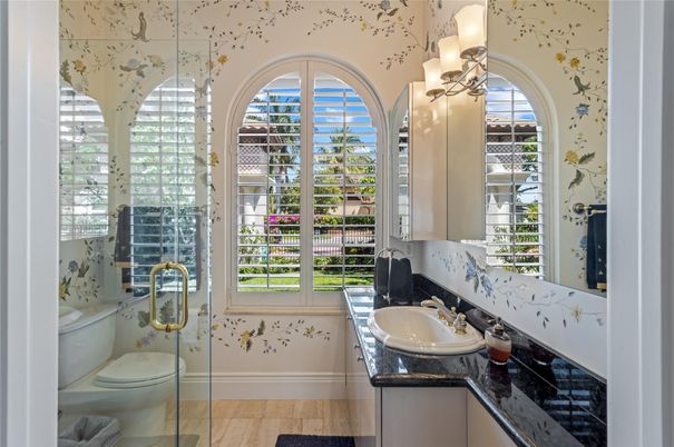 Bathroom, Glass Shower, Interior, Wood Texture Flooring