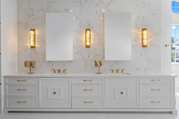 Bathroom, Dual Sink Vanities, Interior, Marble Walls