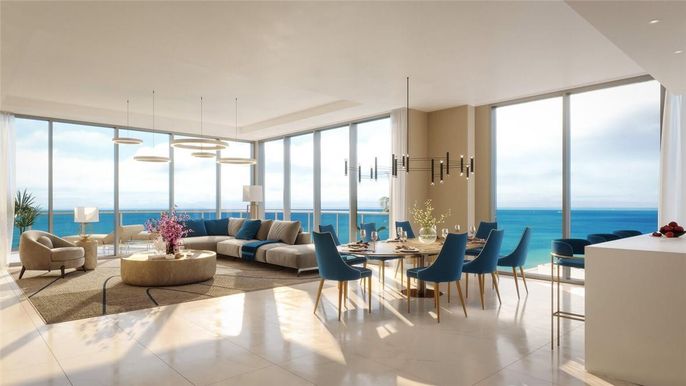 Dining room, Interior, Living room, Pendant Lights, Recessed Lighting, Water