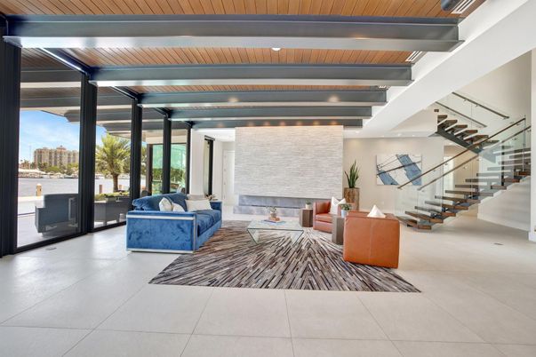 Fireplace, Interior, Living room, Stone Walls, Water