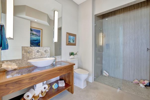 Bathroom, Glass Shower, Interior, Recessed Lighting