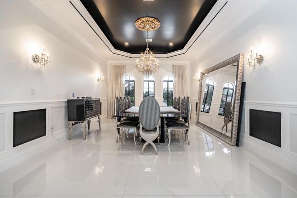 Chandelier, Dining room, Interior, Recessed Lighting