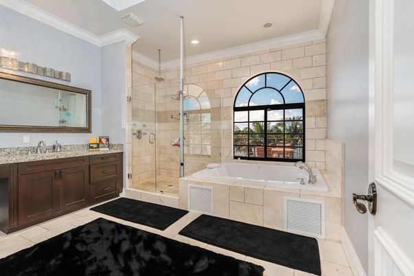 Bathroom, Glass Shower, Interior, Recessed Lighting