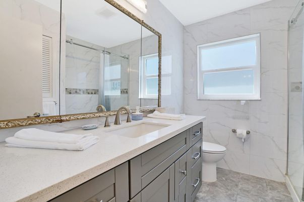 Bathroom, Glass Shower, Interior, Marble Walls