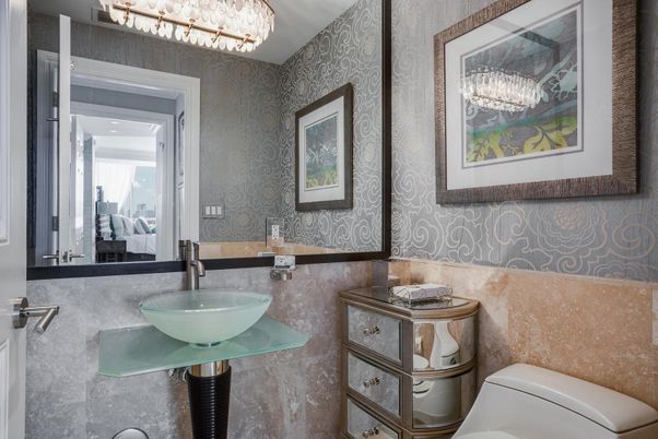 Bathroom, Chandelier, Interior