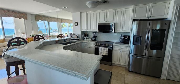 Interior, Kitchen, Recessed Lighting, Stainless Steel Appliances, Water