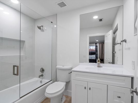 Bathroom, Glass Shower, Interior, Recessed Lighting