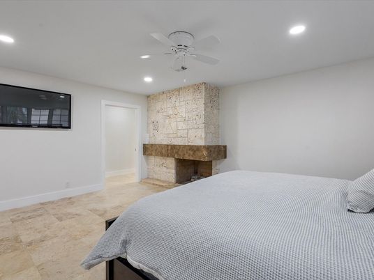 Bedroom, Fireplace, Interior, Recessed Lighting