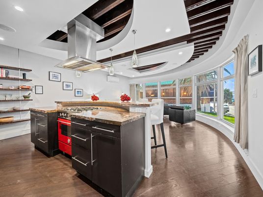 Interior, Kitchen, Pendant Lights, Recessed Lighting, Wood Texture Flooring