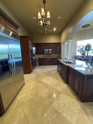 Chandelier, Interior, Kitchen, Recessed Lighting, Stainless Steel Appliances