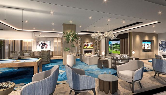 Billiard Table, Fireplace, Game Room, Interior, Living room, Pendant Lights, Recessed Lighting