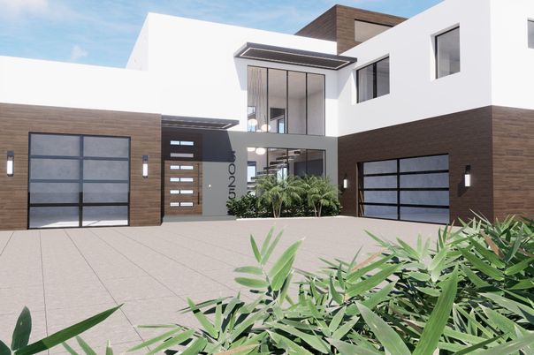 Attached, Exterior, Facade, Brick Facade, Modern