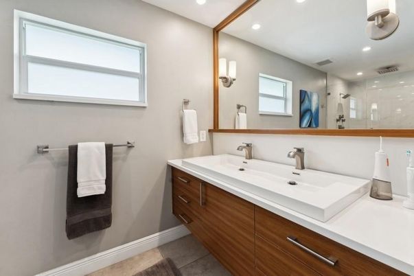 Bathroom, Dual Sink Vanities, Glass Shower, Interior, Recessed Lighting
