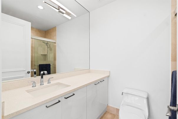 Bathroom, Glass Shower, Interior, Recessed Lighting