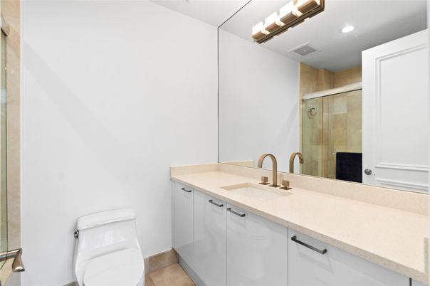 Bathroom, Glass Shower, Interior, Recessed Lighting