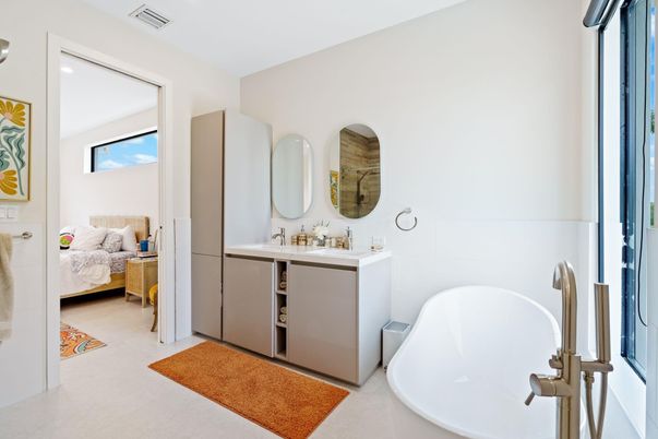 Bathroom, Bedroom, Dual Sink Vanities, Free Standing Baths, Interior, Recessed Lighting