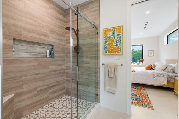 Bathroom, Bedroom, Glass Shower, Interior, Recessed Lighting