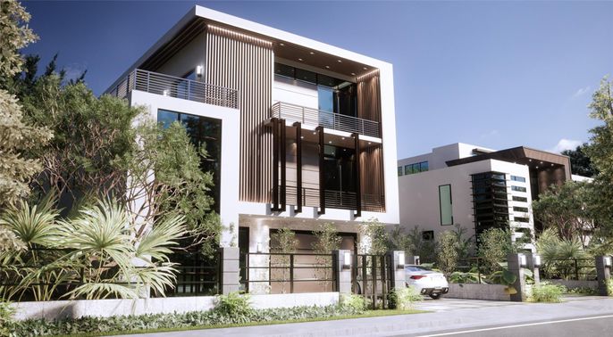 Exterior, Facade, Modern