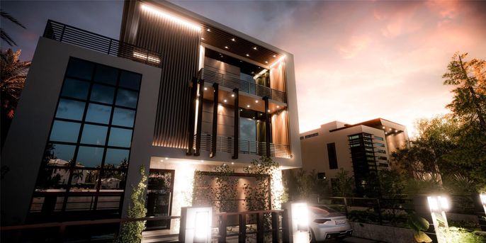 Exterior, Facade, Modern