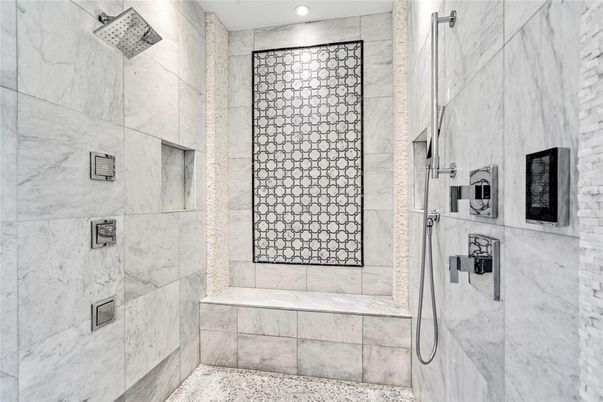 Bathroom, Glass Shower, Interior, Marble Walls
