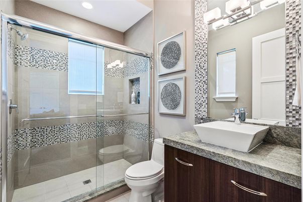 Bathroom, Glass Shower, Interior, Recessed Lighting