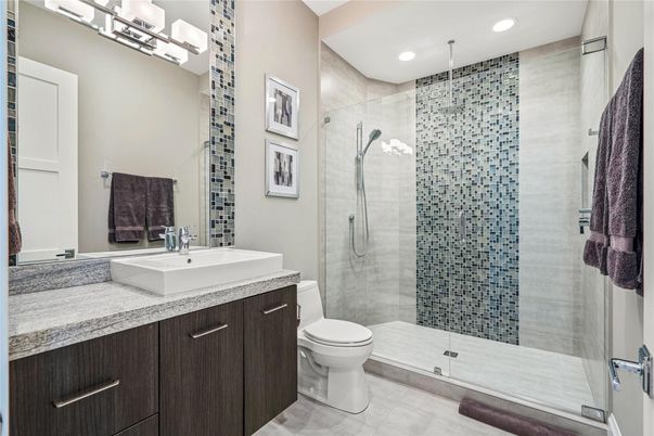 Bathroom, Glass Shower, Interior, Recessed Lighting