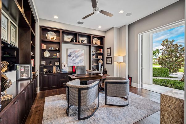Home Office, Interior, Recessed Lighting, Wood Texture Flooring
