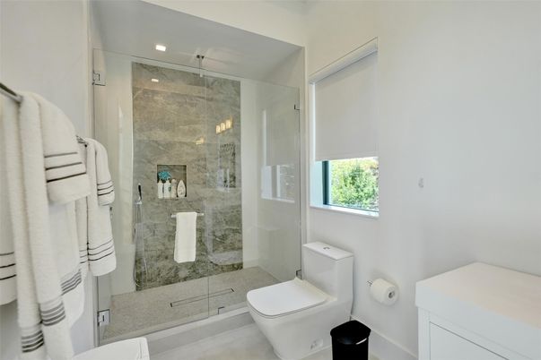 Bathroom, Glass Shower, Interior, Recessed Lighting