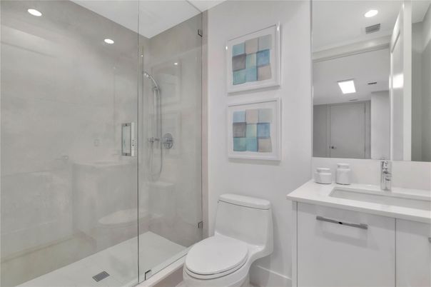 Bathroom, Glass Shower, Interior, Recessed Lighting