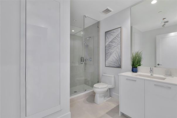 Bathroom, Glass Shower, Interior, Recessed Lighting