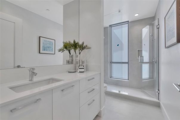 Bathroom, Dual Sink Vanities, Glass Shower, Interior, Recessed Lighting